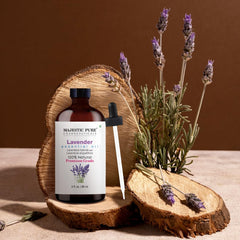 Premium-grade lavender essential oil bottle.