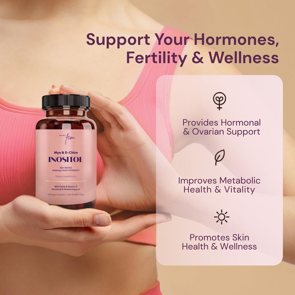 Bottle label close-up showing Myo-Inositol and D-Chiro Inositol