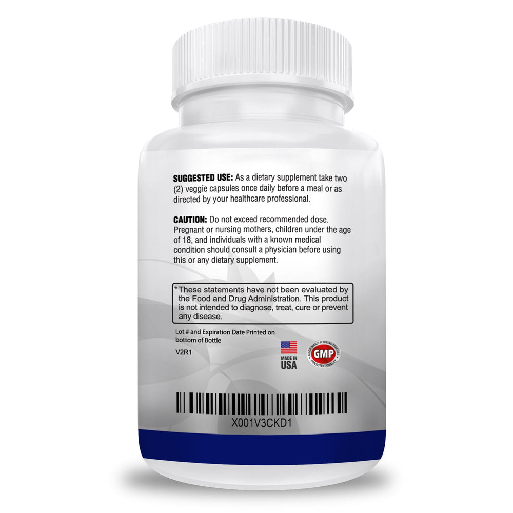 Back of bottle with nutrition facts and ingredients