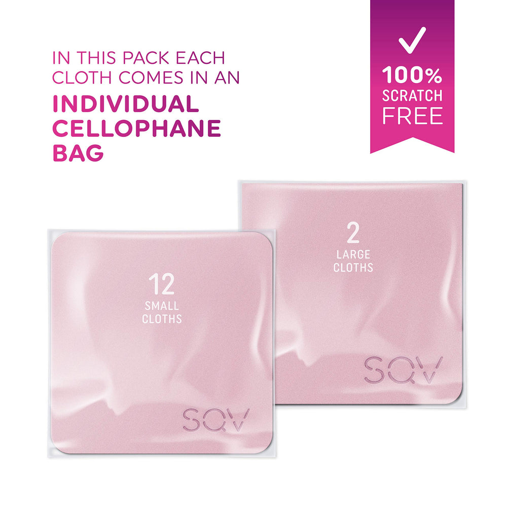 Packaging showing pink microfiber cloth set