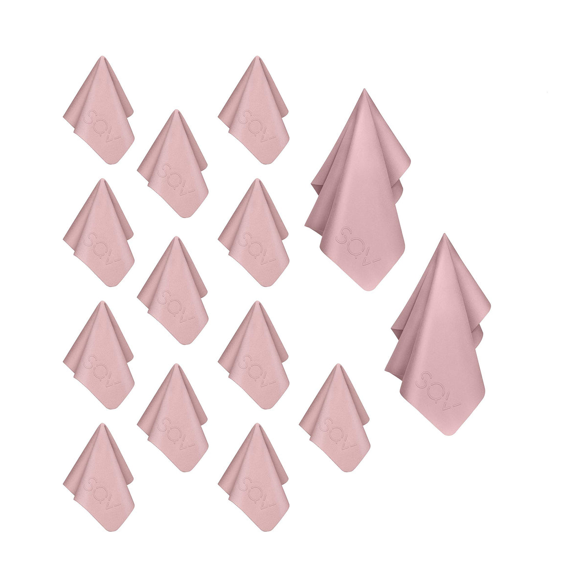 Pink premium microfiber cleaning cloth laid flat, compact size