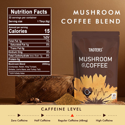 Premium mushroom coffee with coconut milk and MCT oil