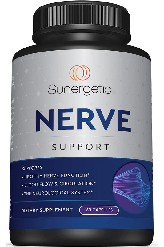 Premium Nerve Support Supplement hero image featuring ALA 600 mg, ALC and Benfotiamine