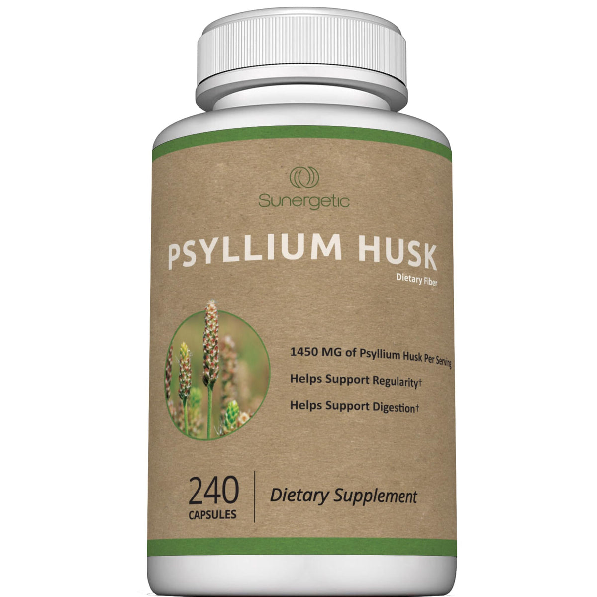 Premium Psyllium Husk Fiber Supplement 1450mg Bottle - 240 Capsules