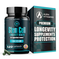 Front view of Premium Stem Cell Supplements bottle with 1000mg capsules (120 caps).