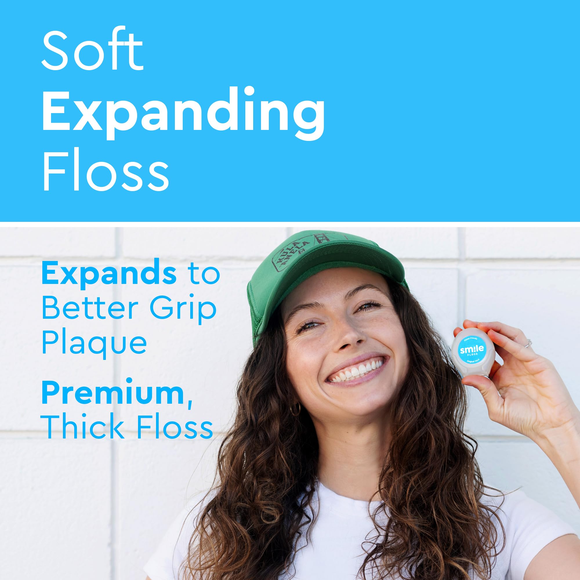 Premium woven dental floss with natural plant-based wax