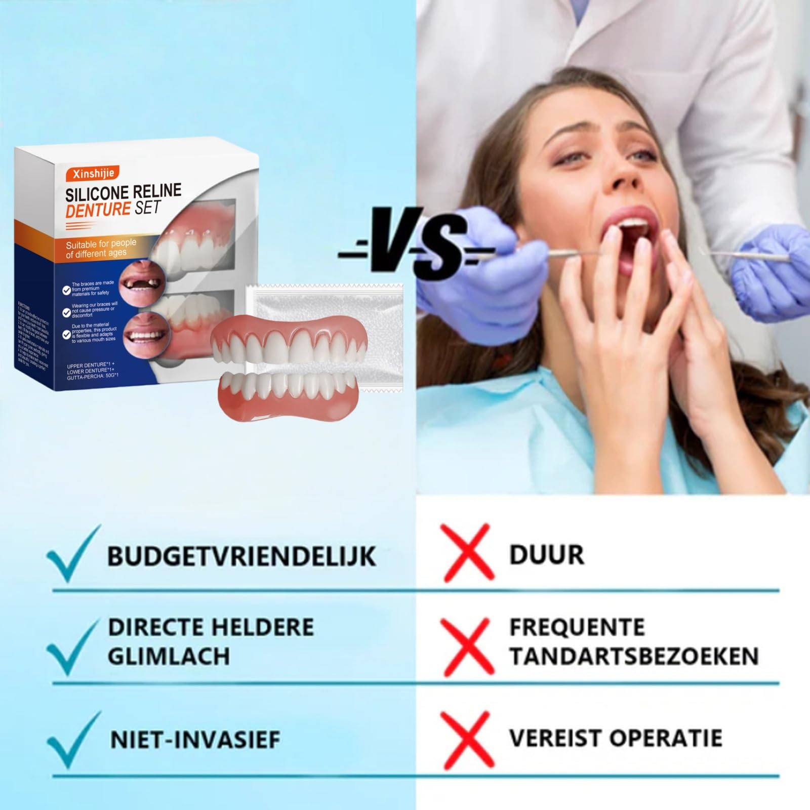 Components of premium silicone denture liner kit