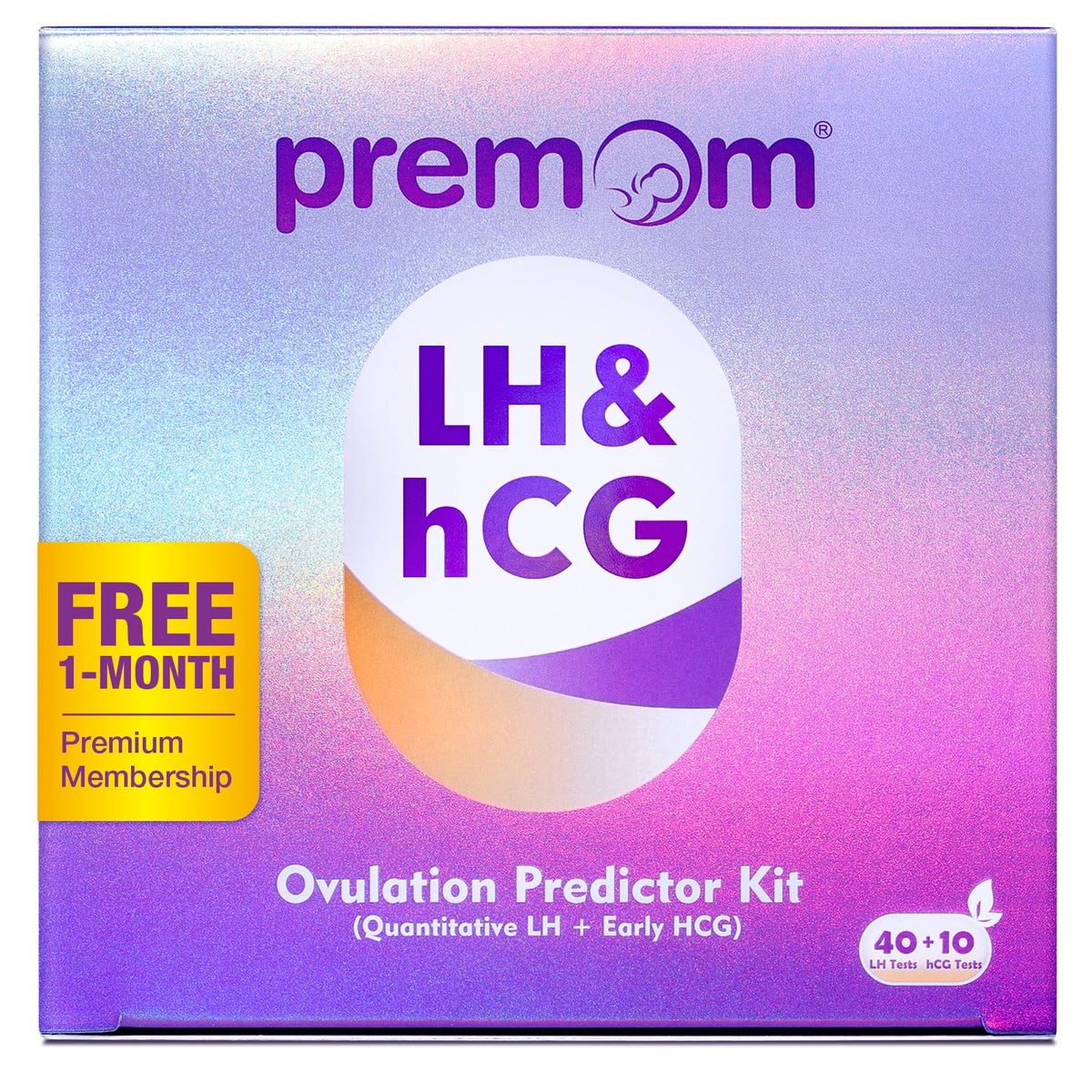 Front view of Premom 40-ovulation tests and 10-pregnancy tests kit