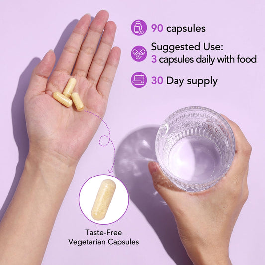 Image detailing ingredients: Myo-Inositol, D-Chiro Inositol, CoQ10, Folate, Vitamin D3