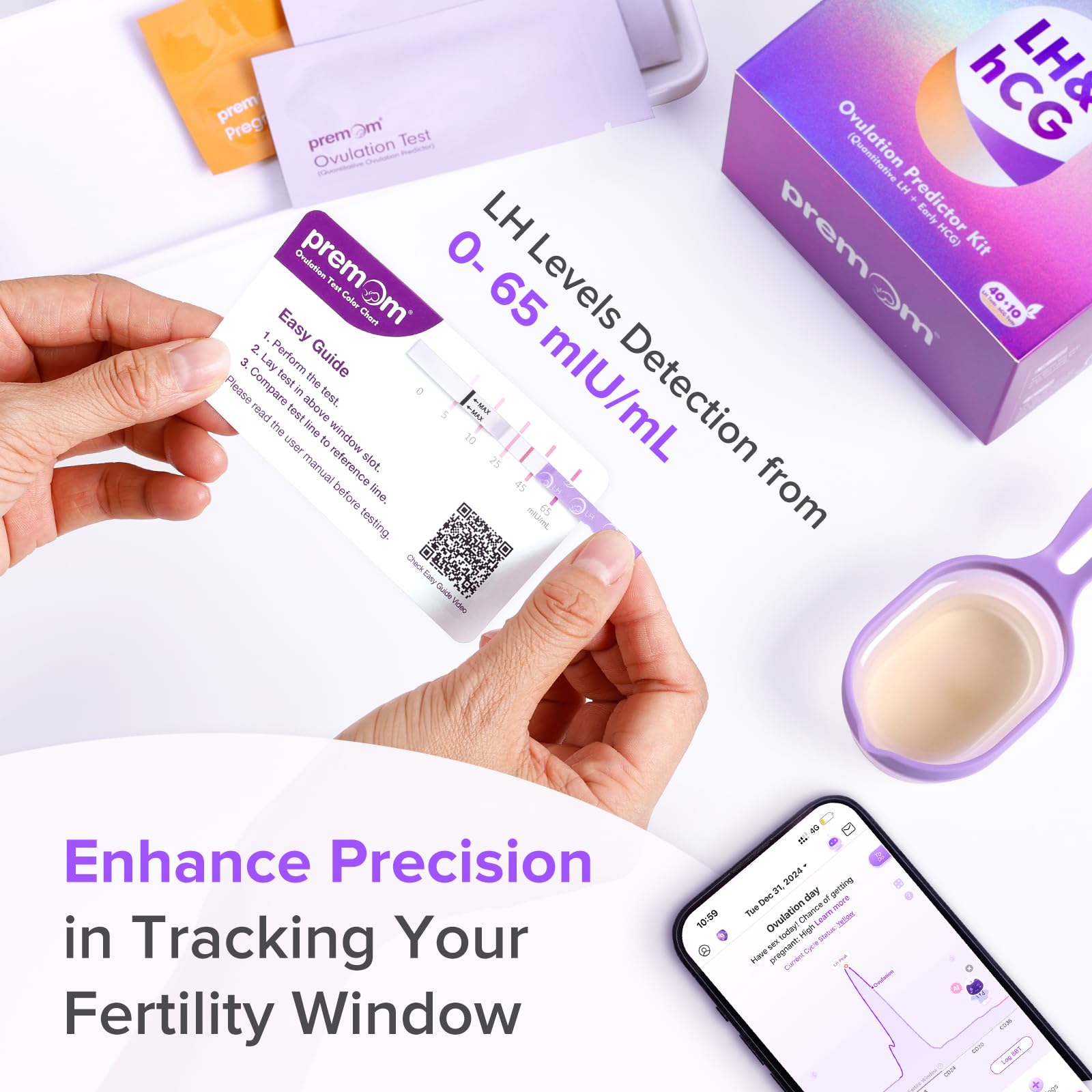 Premom OPK pack showing 40 LH tests and 10 hCG tests