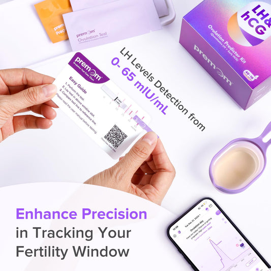 Premom OPK pack showing 40 LH tests and 10 hCG tests
