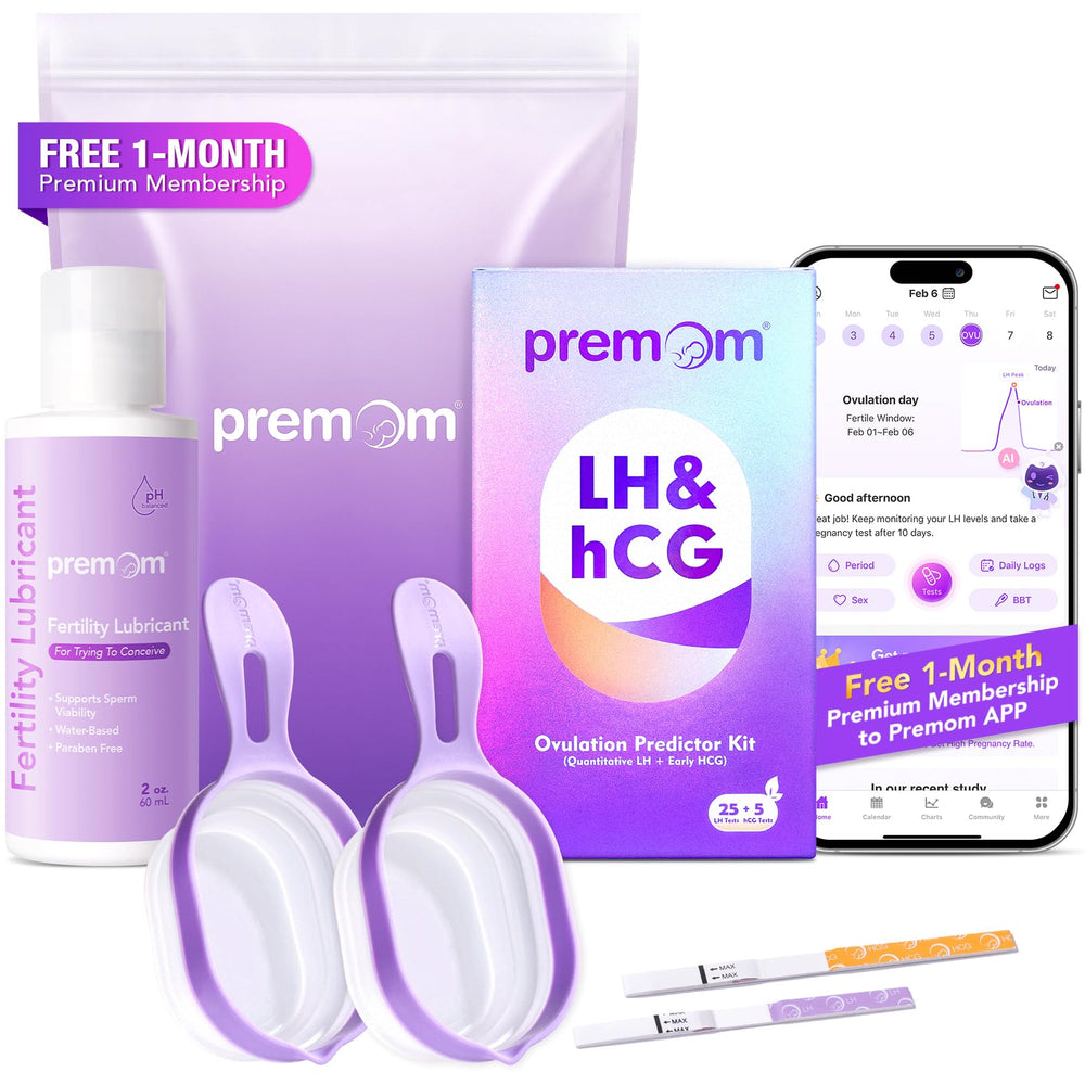 Premom quantitative OPK kit with 25 LH test strips and 5 pregnancy tests