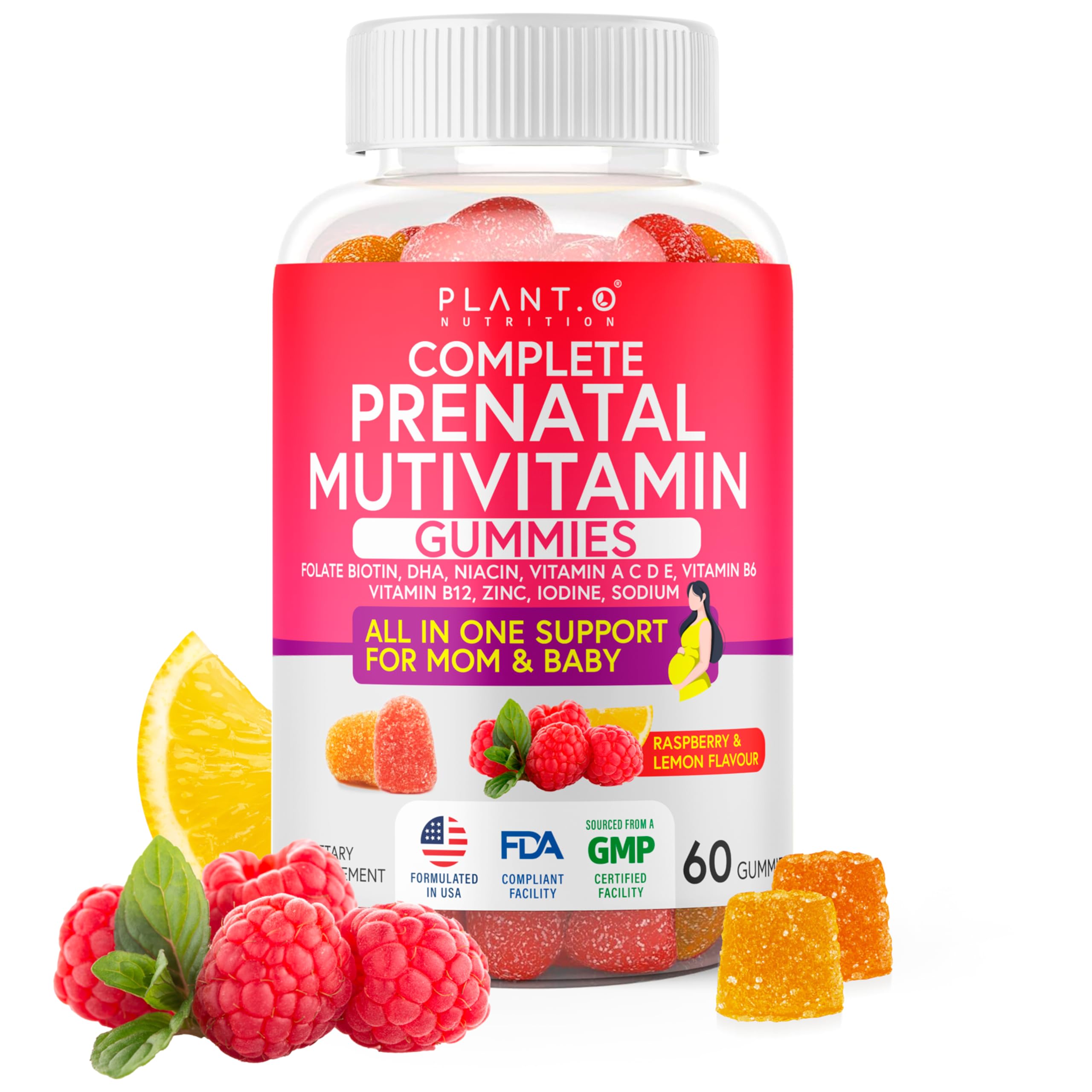 Prenatal gummies with DHA, folate and B vitamins
