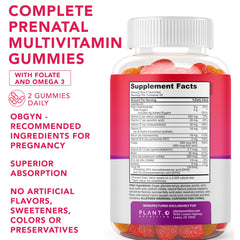 Raspberry and lemon flavored prenatal gummies