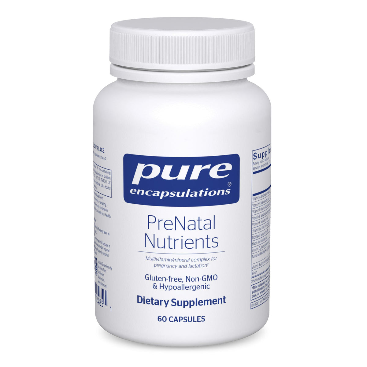 Pure Encapsulations PreNatal Nutrients bottle label