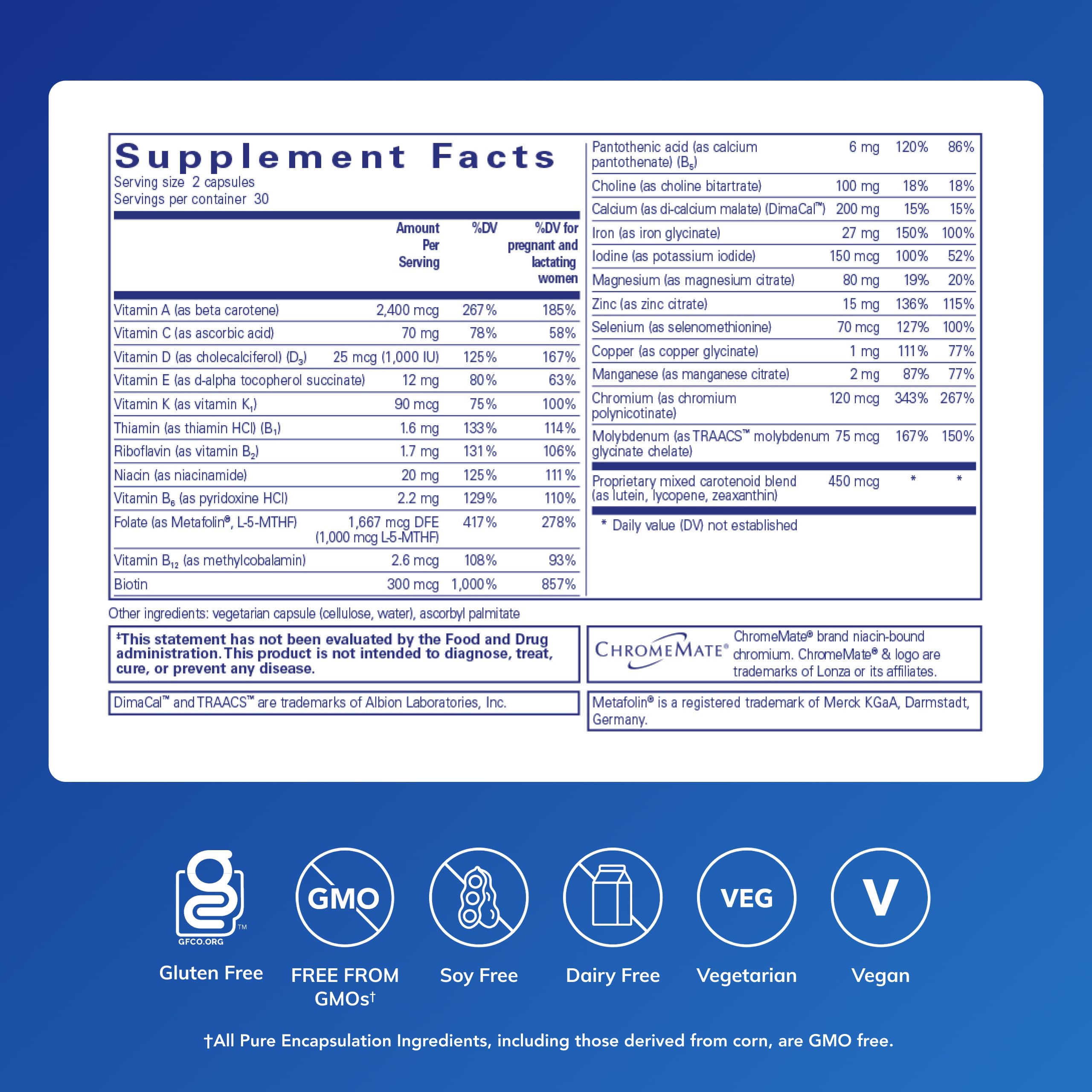 Close-up of PreNatal Nutrients bottle and capsules
