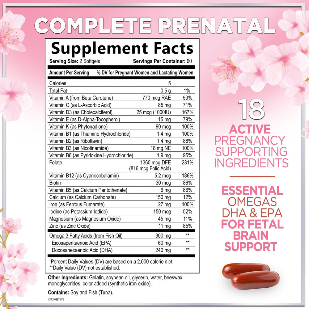 Brain development and iron-support prenatal vitamins with DHA
