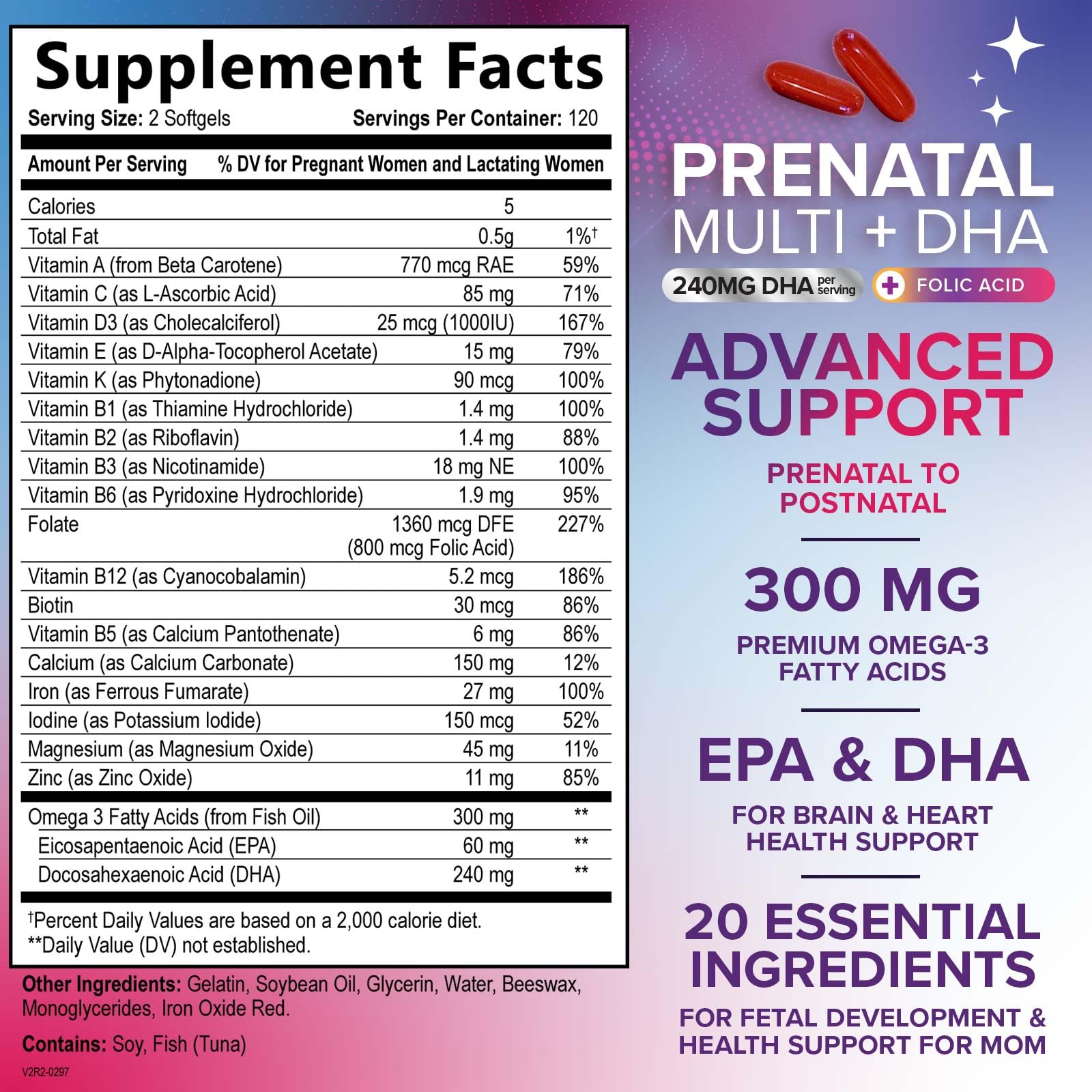 Close-up of DHA Omega-3 softgels