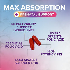 Nutrition panel showing folic acid and iron for prenatal vitamins