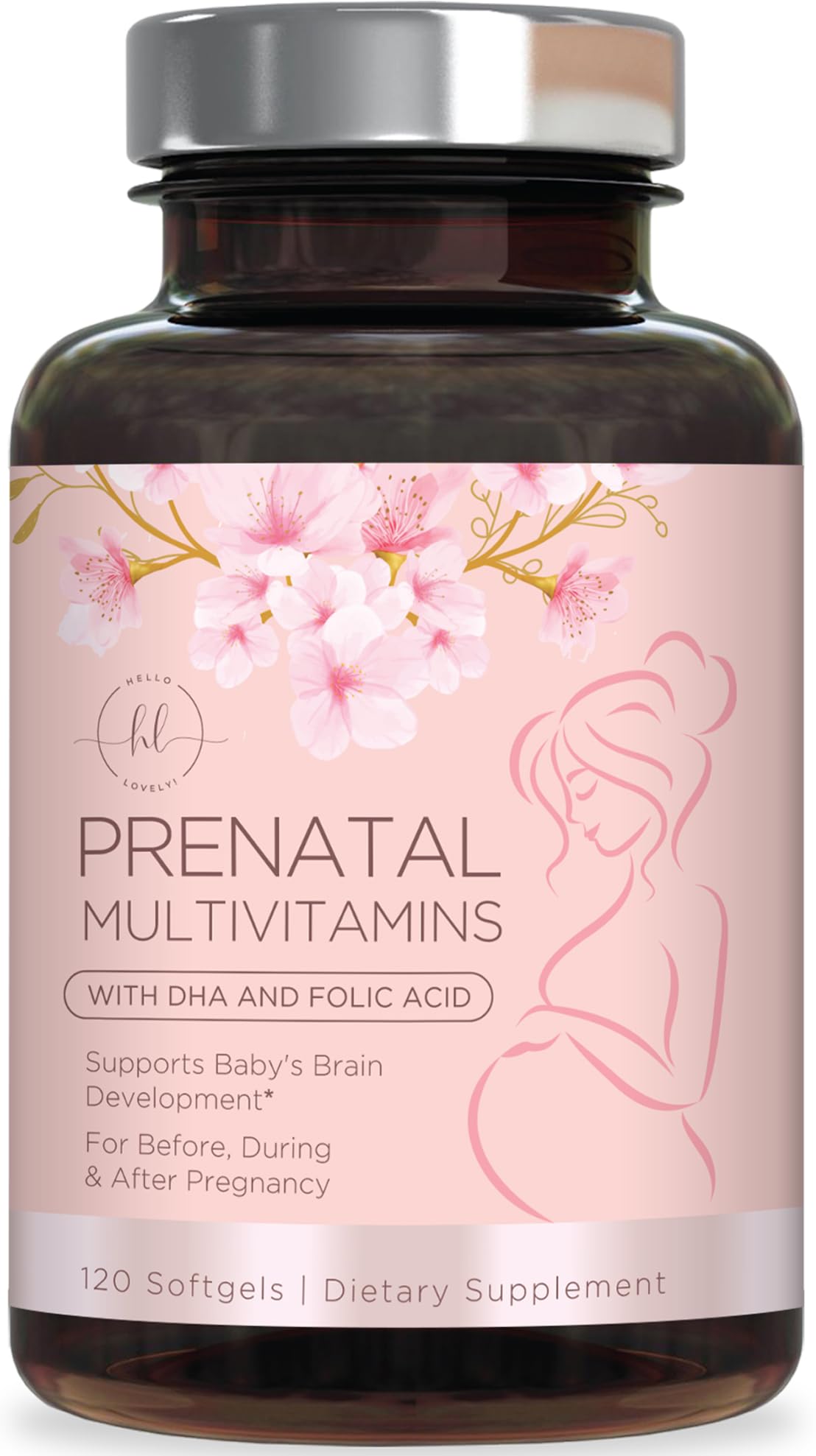 Prenatal vitamins with folic acid and DHA softgels