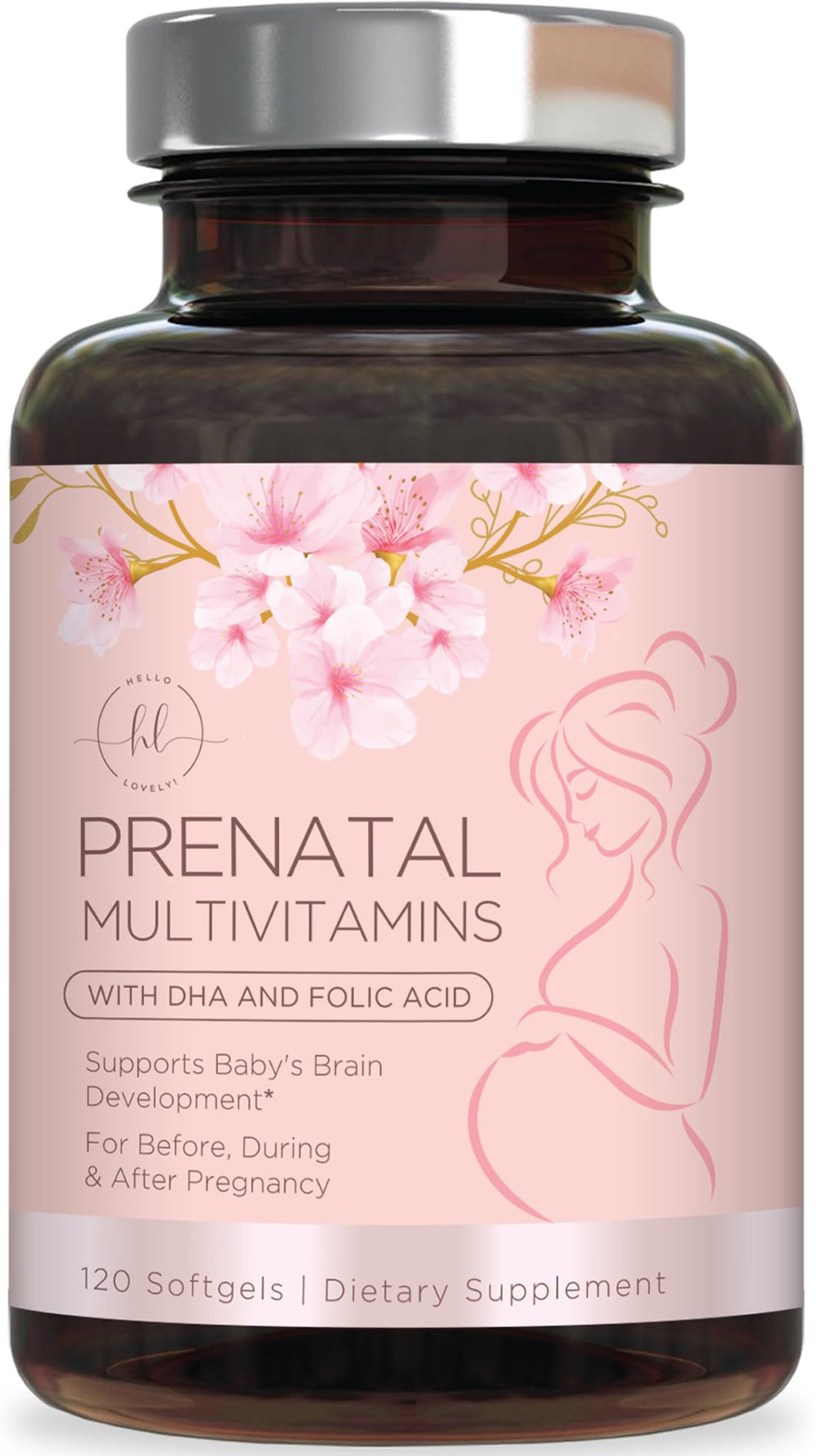 Prenatal vitamins with folic acid and DHA softgels