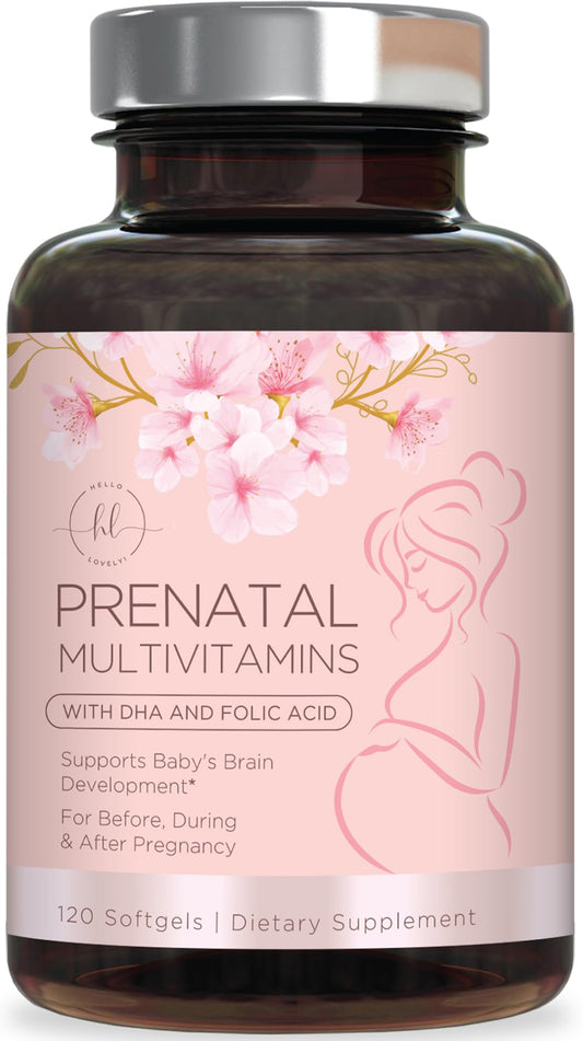 Prenatal vitamins with folic acid and DHA softgels