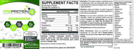 Front packaging of PreProtein Sugar-Free Fat-Free Carb-Free collagen tablets