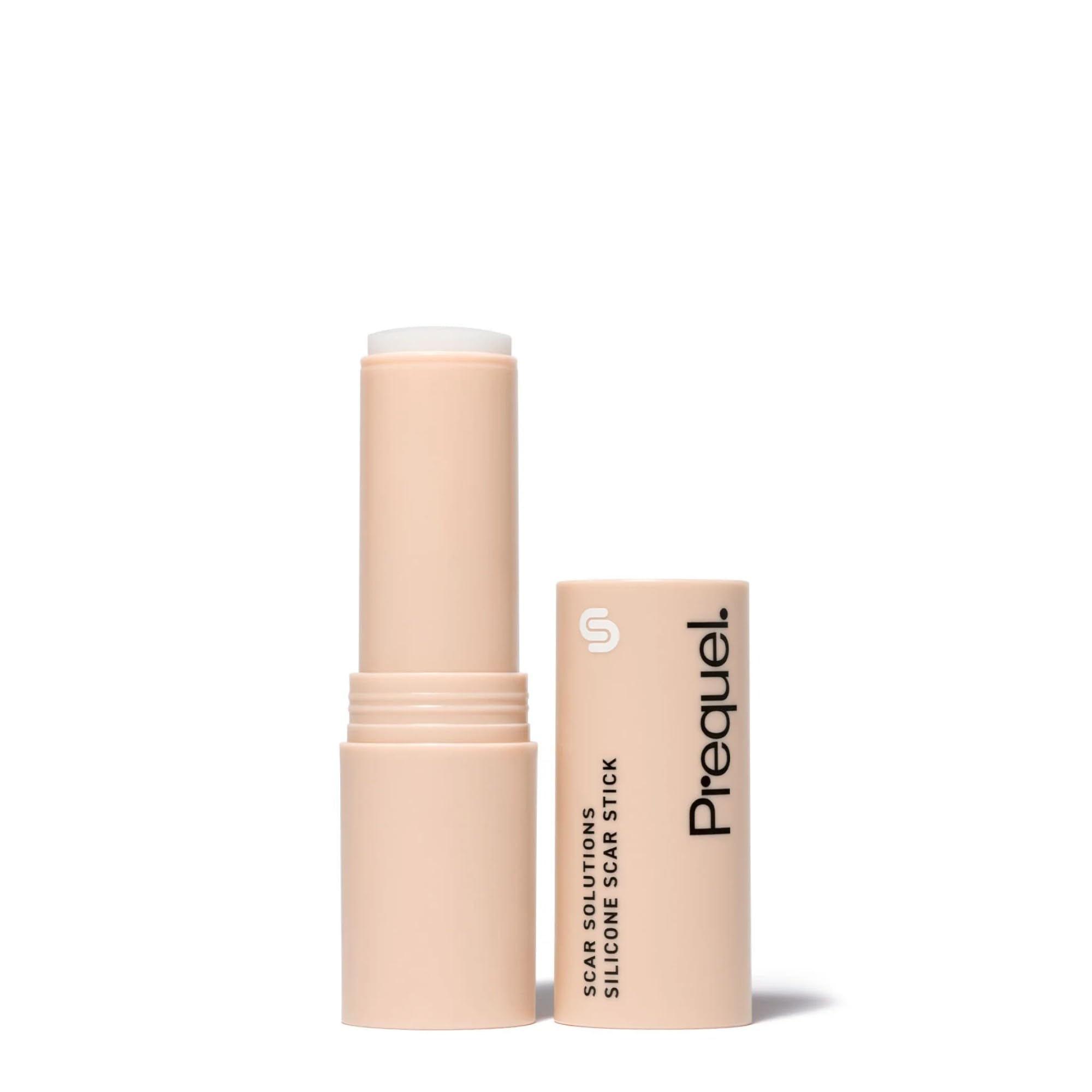 Prequel Skin Scar Solutions stick-closeup highlights velvety texture aiding moisture seal.
