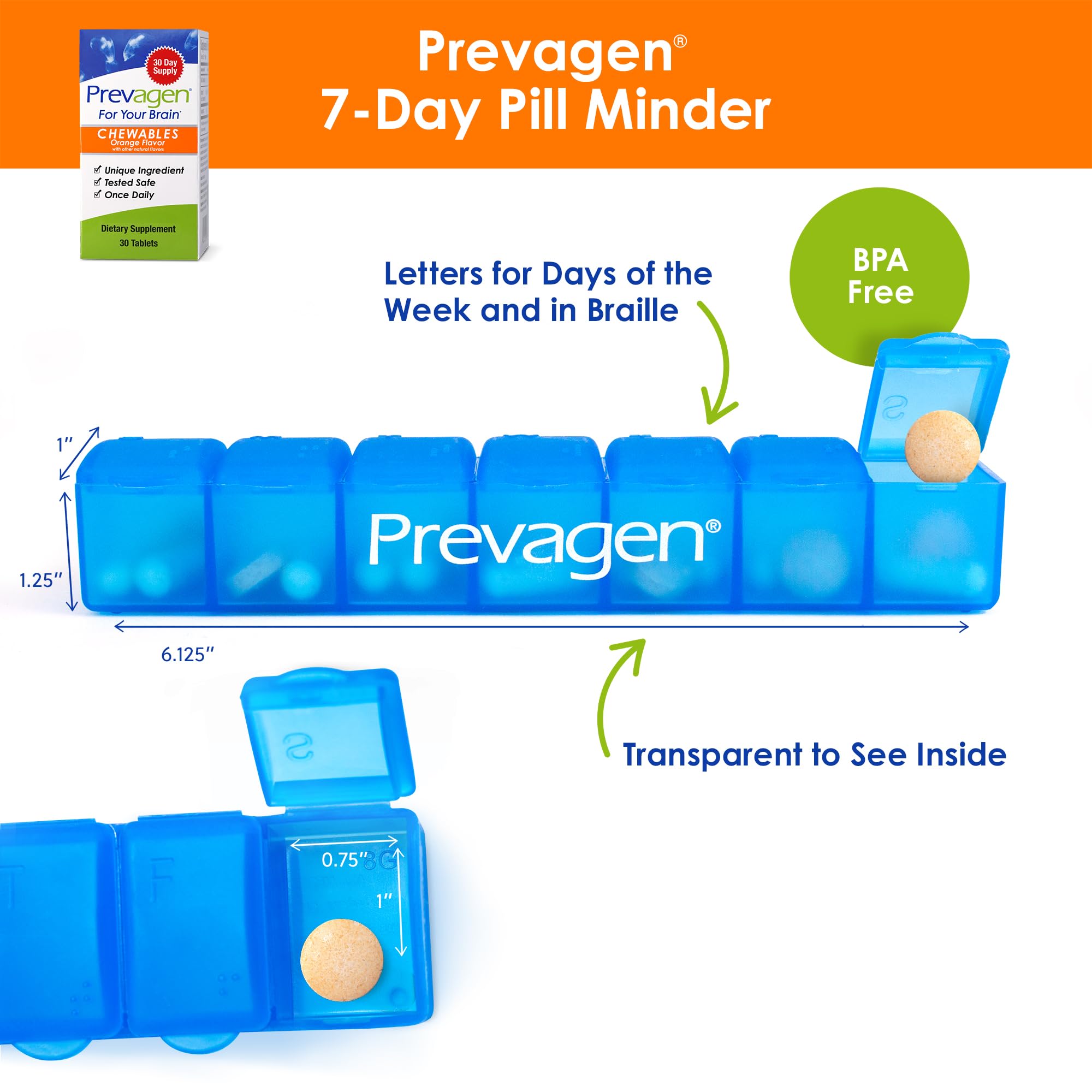 7-day Pill Minder included with Prevagen