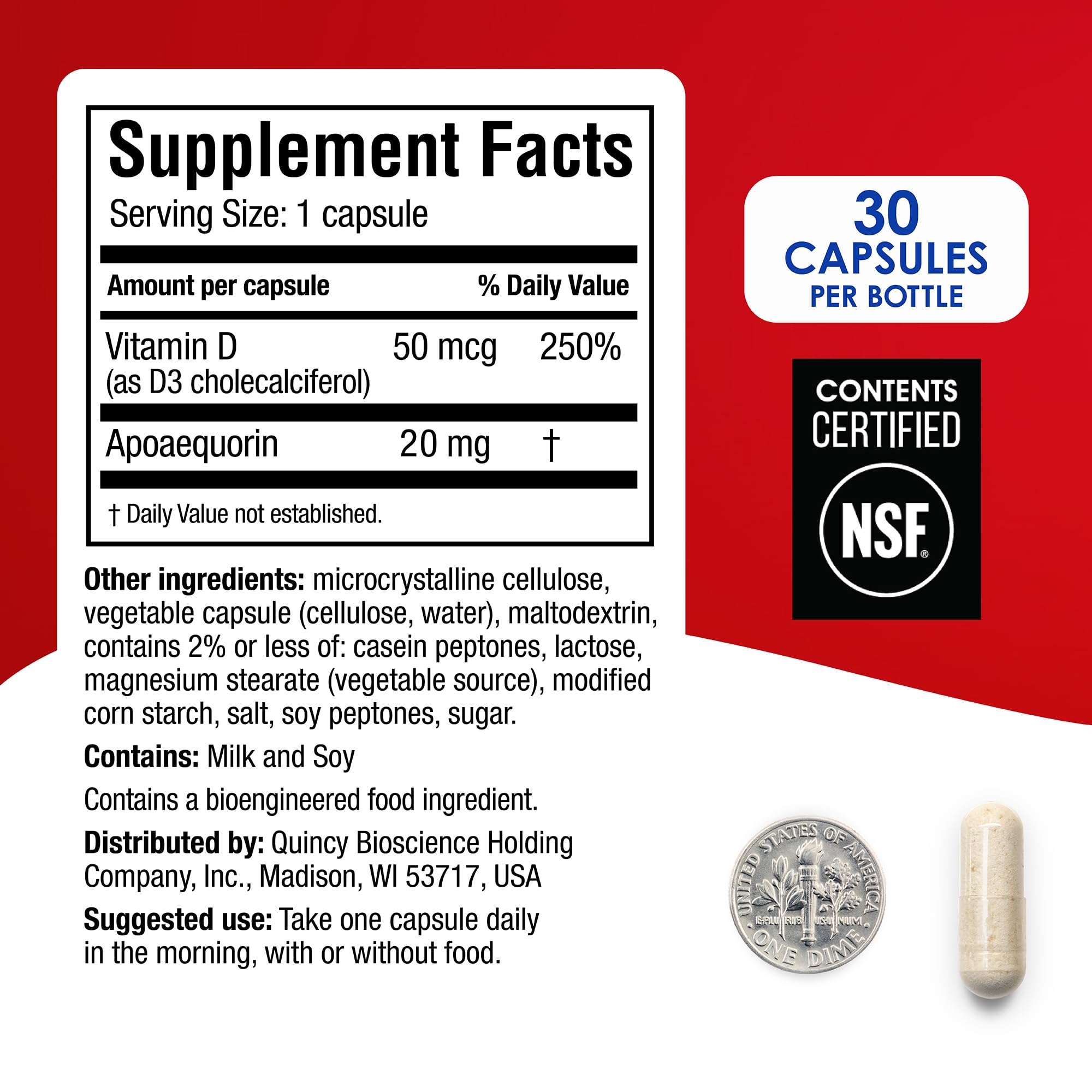 Prevagen Extra Strength bottle label showing Vitamin D3 blend
