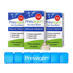 Prevagen Regular Strength bottle with label for easy morning routine.