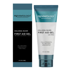 Front view of PREVENTOLOGY Colloidal Silver Gel in amber 4 oz tube