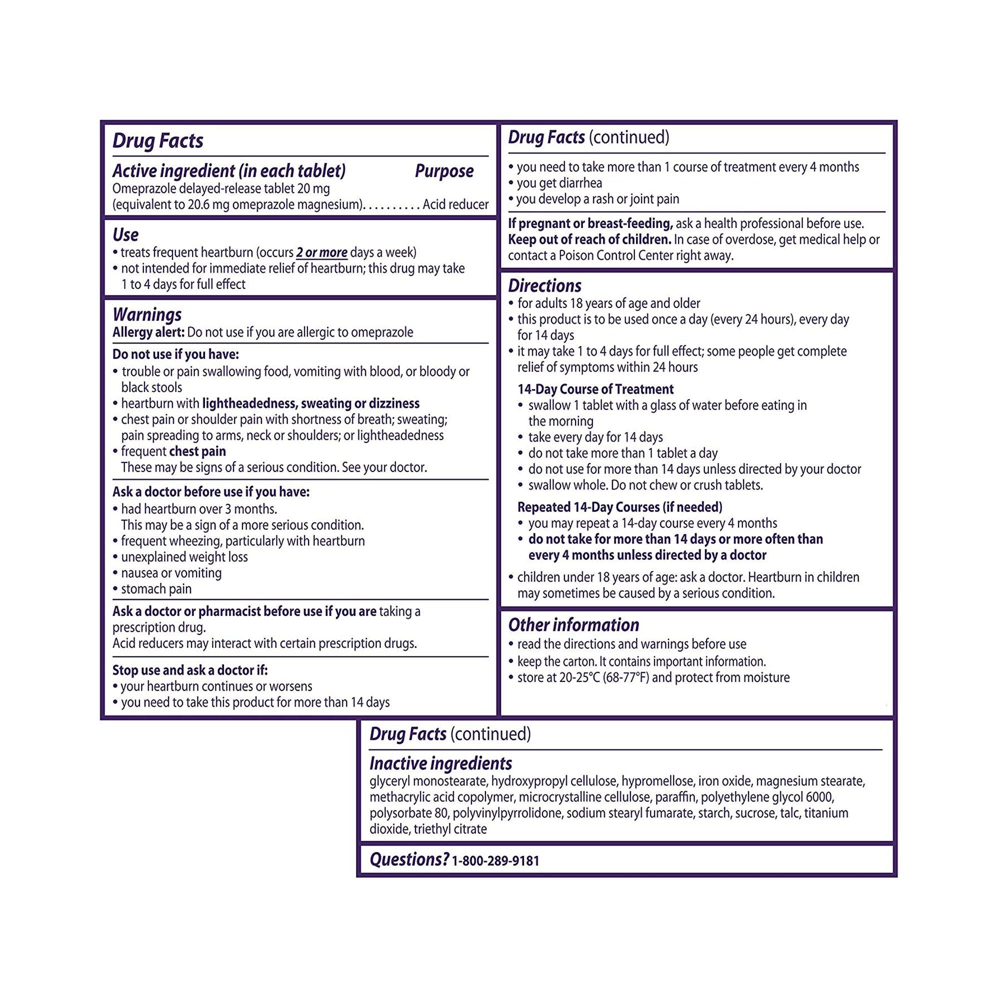 Prilosec OTC tablets closeup highlighting 20 mg omeprazole for routine use.