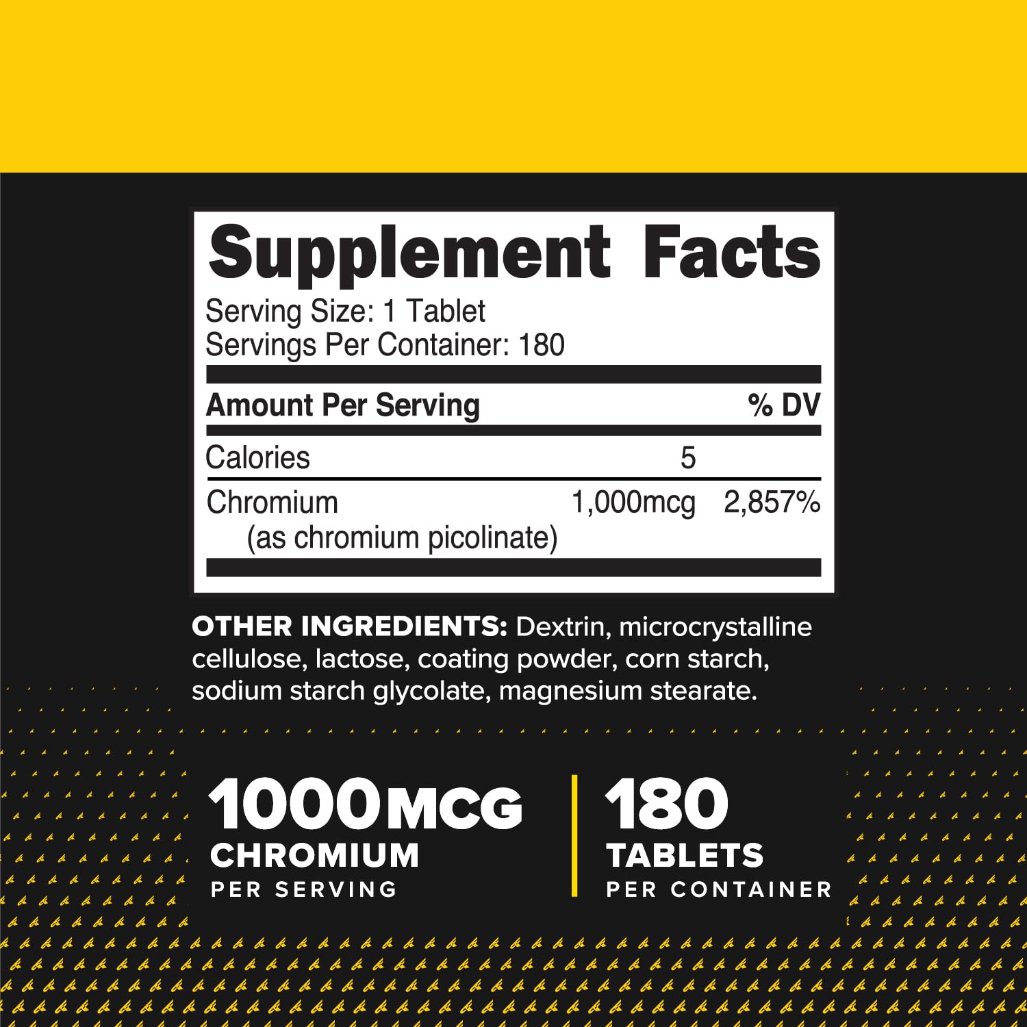 Close-up of bottle label showing 1000mcg per tablet