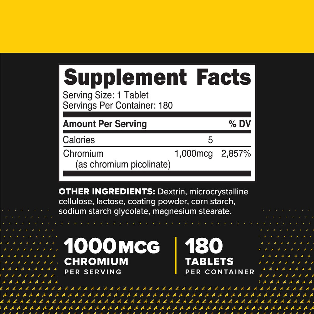 Close-up of bottle label showing 1000mcg per tablet
