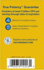 Ingredients and probiotic strains panel on the label