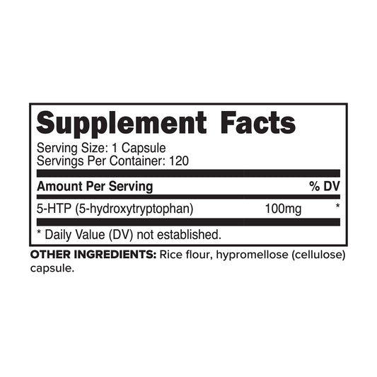 Close-up of Primaforce 5-HTP capsules - 100mg per serving