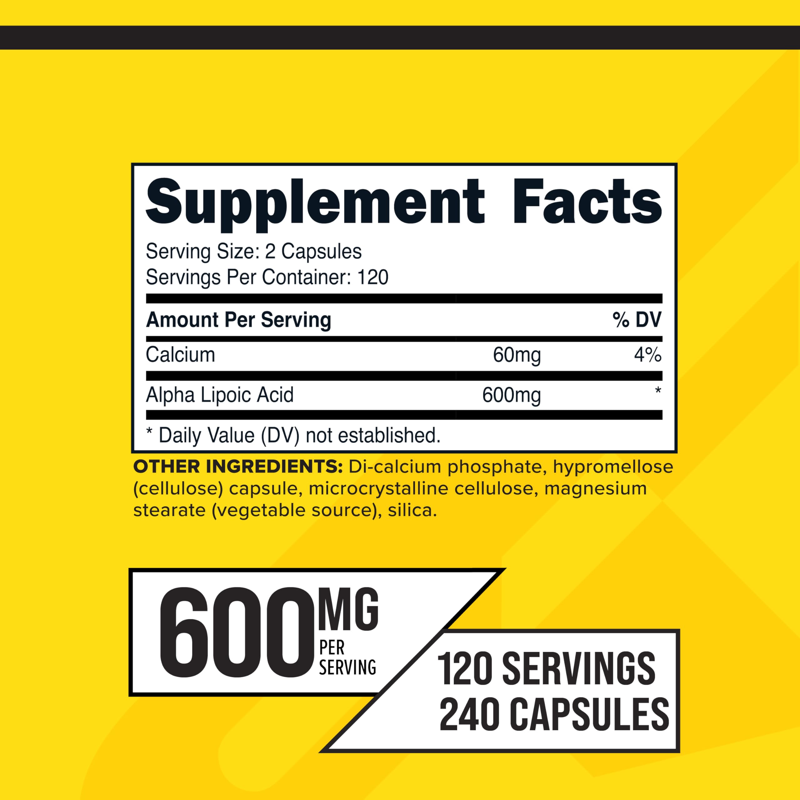 Primaforce Alpha Lipoic Acid 600mg bottle – side view
