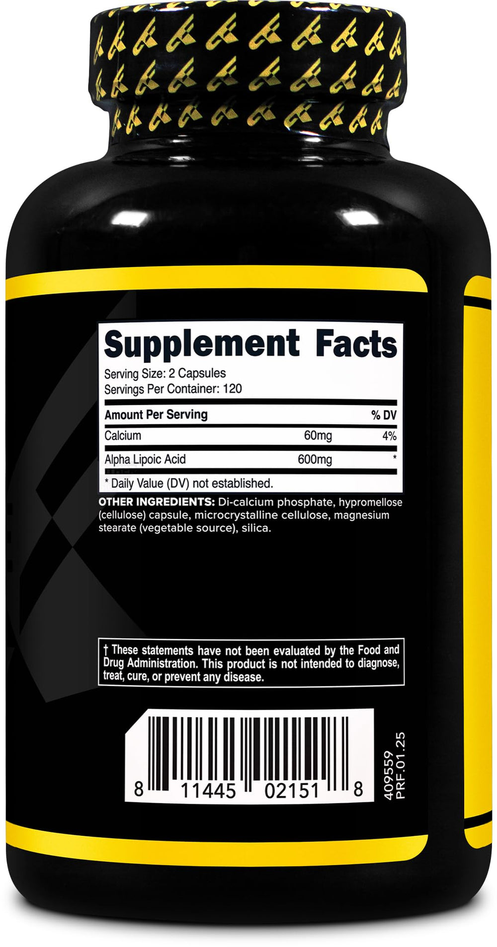 Front label close-up with branding and ingredients