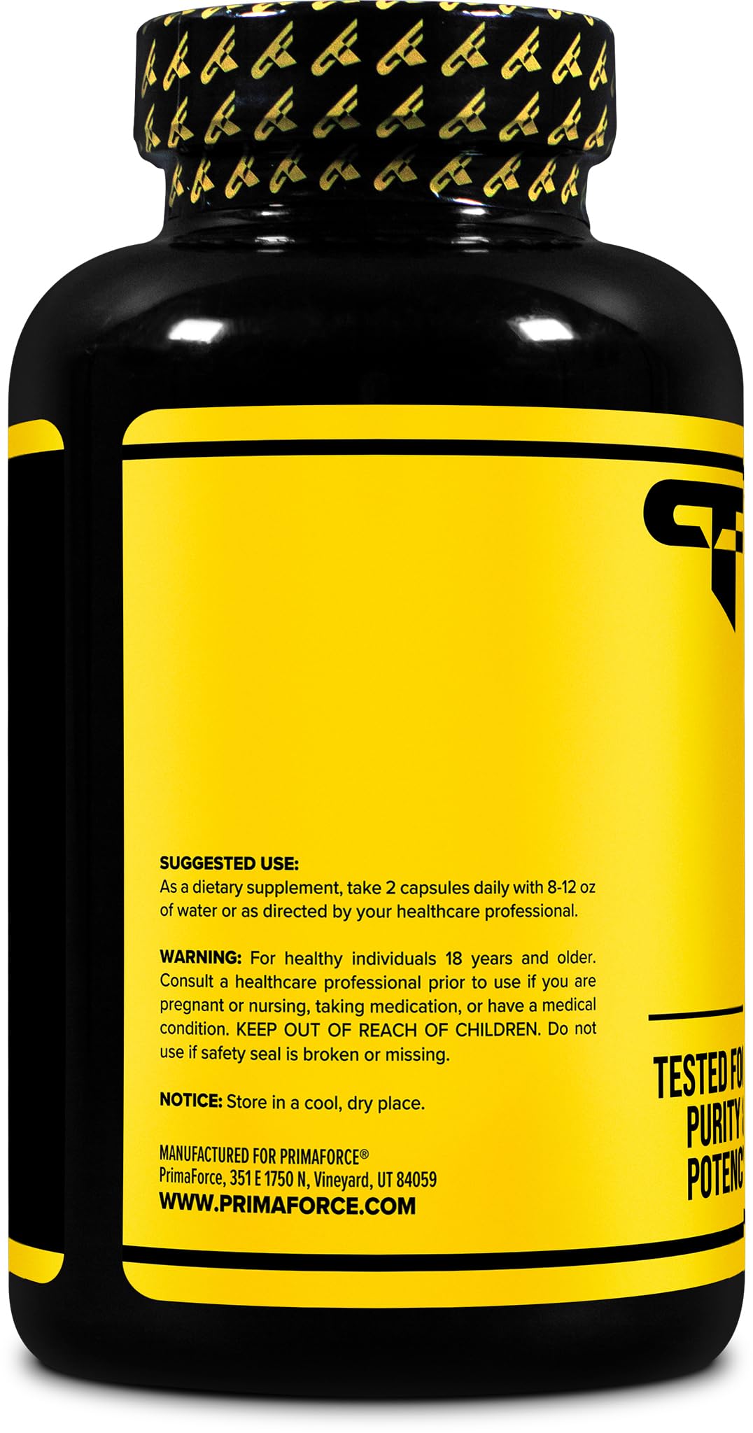 Label graphic showing 240 capsules and 600mg per serving