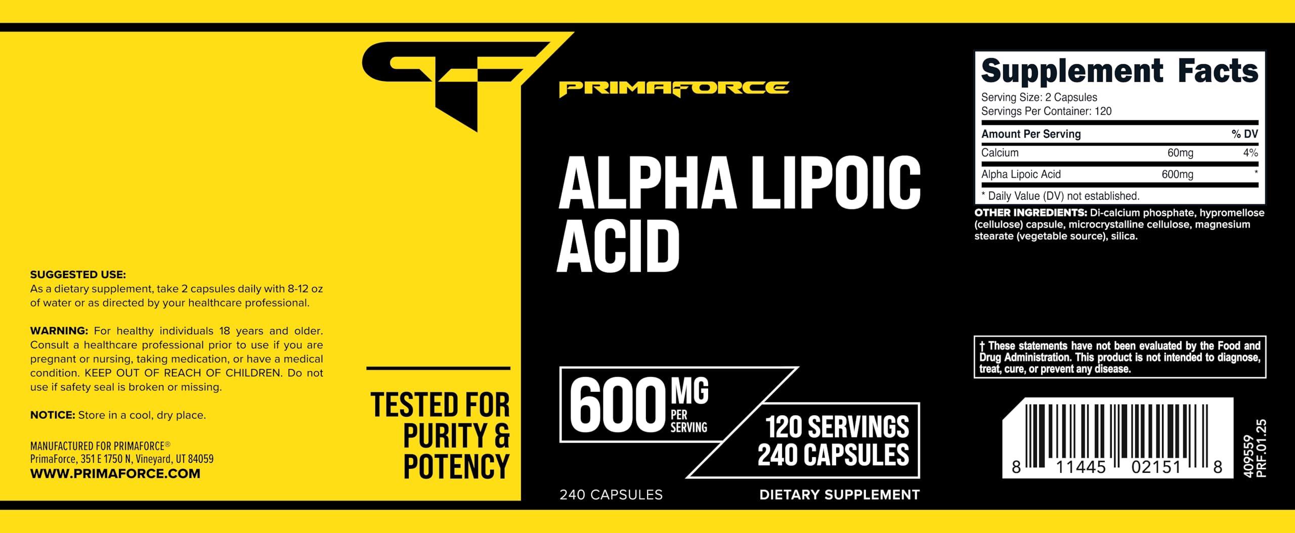 Serving size graphic indicating 120 servings per bottle