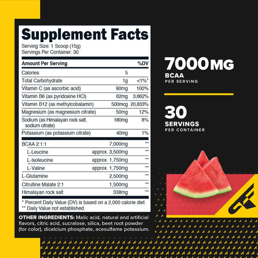 Primaforce BCAA Powder Watermelon packaging and label