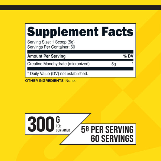 Back view of Primaforce Creatine Monohydrate Powder 300g bottle