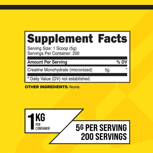 Close-up of Primaforce Creatine Monohydrate powder container