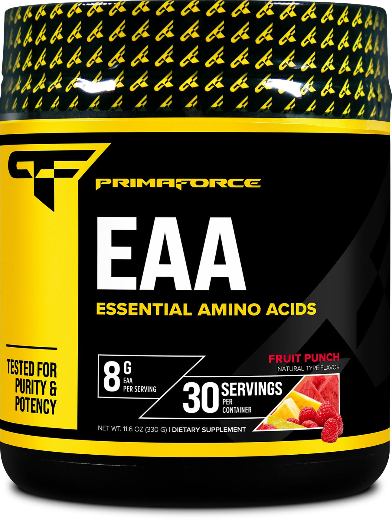 PrimaForce EAA Powder Fruit Punch flavor bottle and label