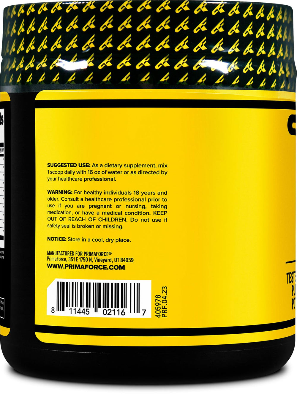 Serving scoop with PrimaForce EAA Powder Fruit Punch powder