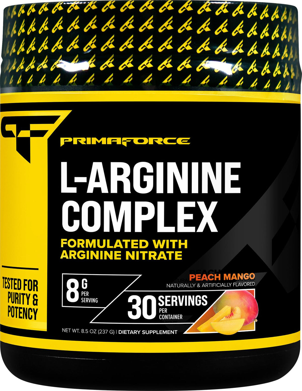 PrimaForce L-Arginine Complex Powder Peach Mango bottle with 30 servings