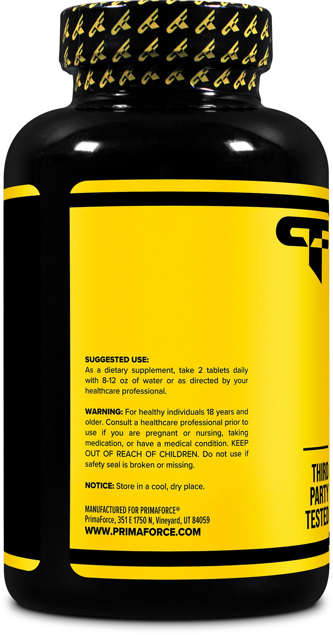 Bottle close-up of Primaforce L-Citrulline 2500mg 240-tablet bottle