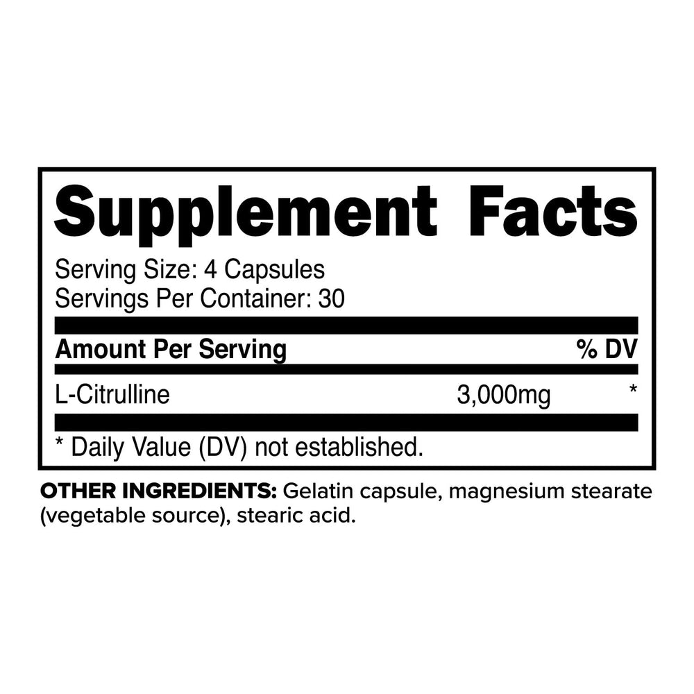 Close-up of Primaforce L-Citrulline 3000mg label