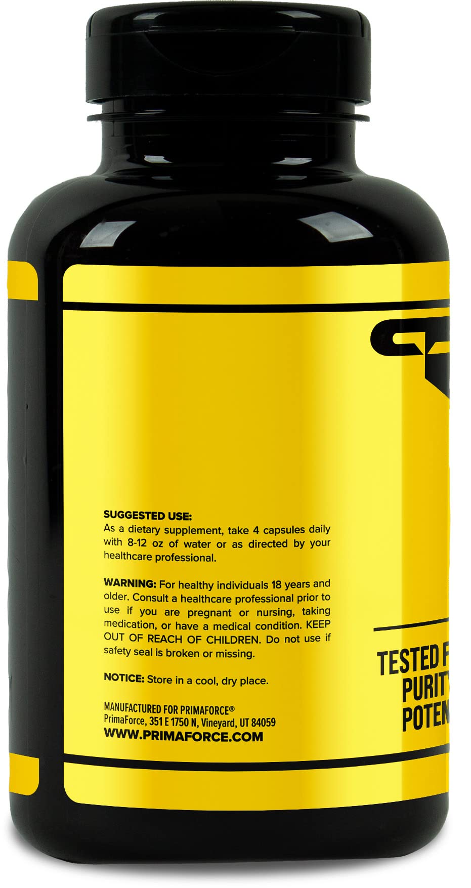 Back label with supplement facts for Primaforce L-Citrulline 3000mg